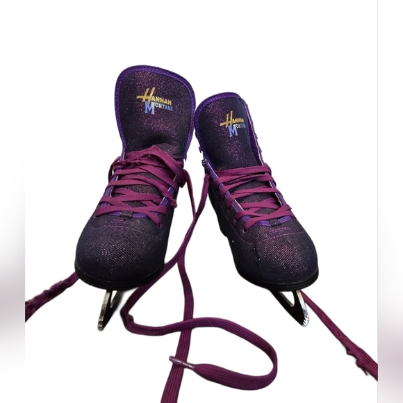 Vintage Disney Hannah Montana Ice Figure Skates Girls 6 Purple Glitter - Picture 2 of 11